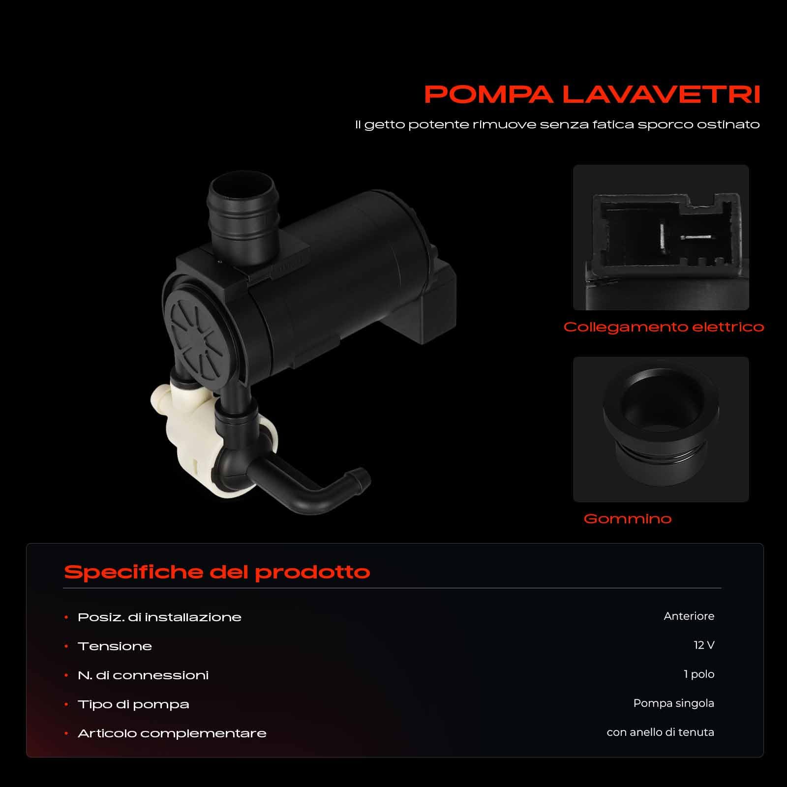 Frankberg Pompa lavavetri Pompa acqua lavaggio Pulizia vetri Anteriore 2-Poli Compatibile con KolI HY Replace# 28920CN000,28920JY00A