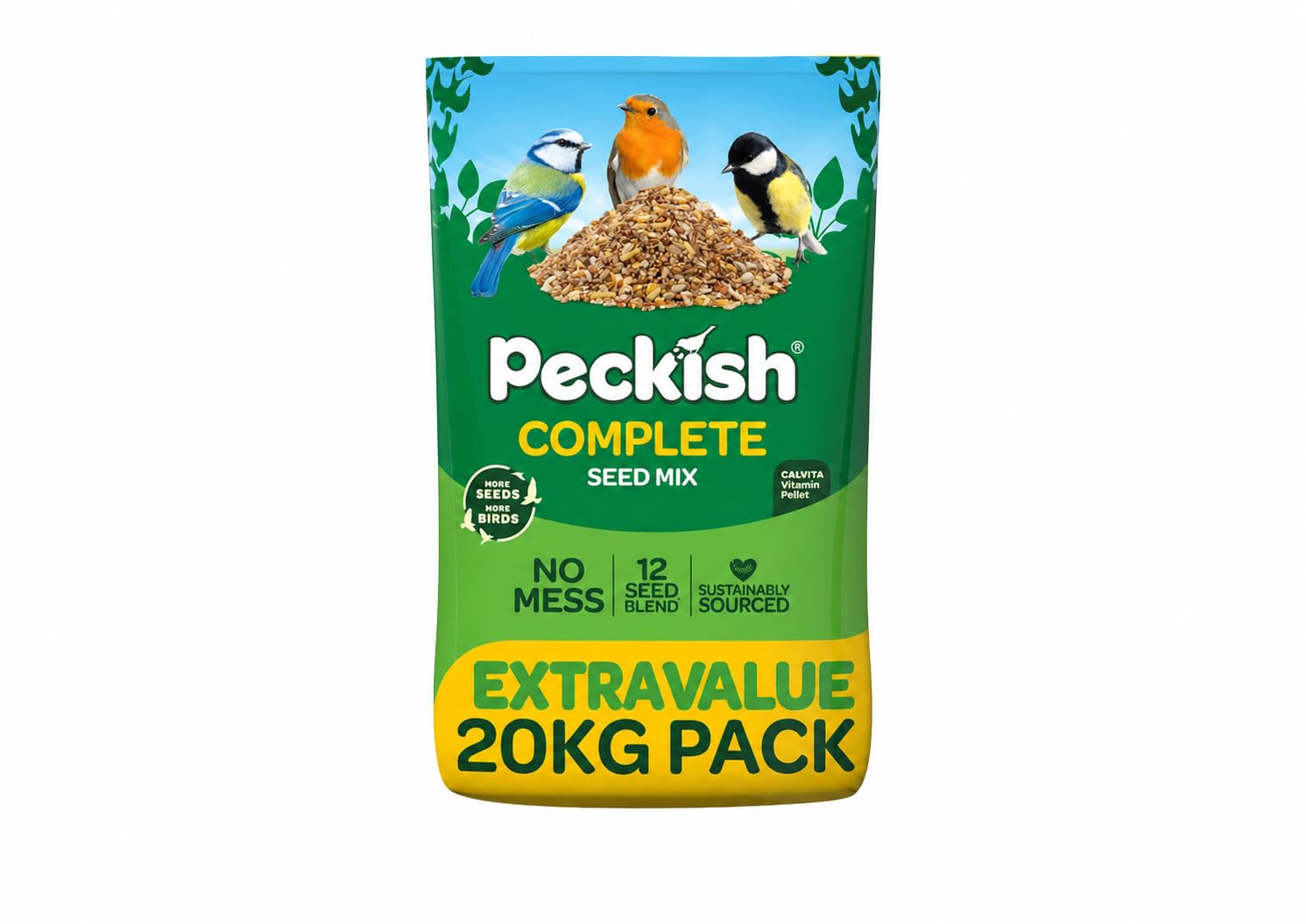 Peckish 60051246 Complete Seed and Nut No Mess Wild Bird Food Mix, 20 kg, Natural