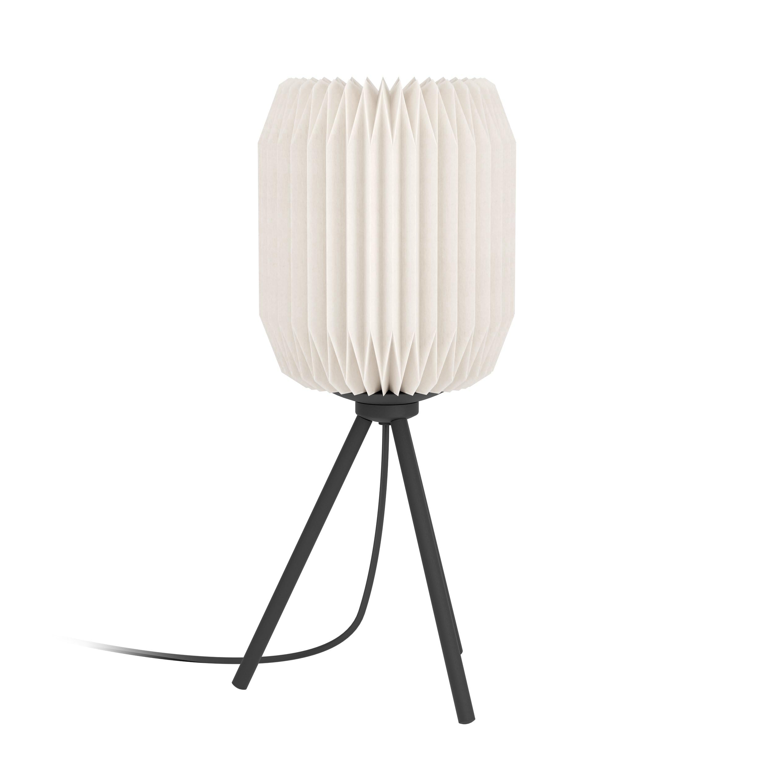 Eglo Tripod Table lamp Belgrave, Bedside lamp, Living Room and Bedroom lamp in Japanese Design, Black Metal and White Paper, Decorative Light Fixture, FSC, E27 Socket