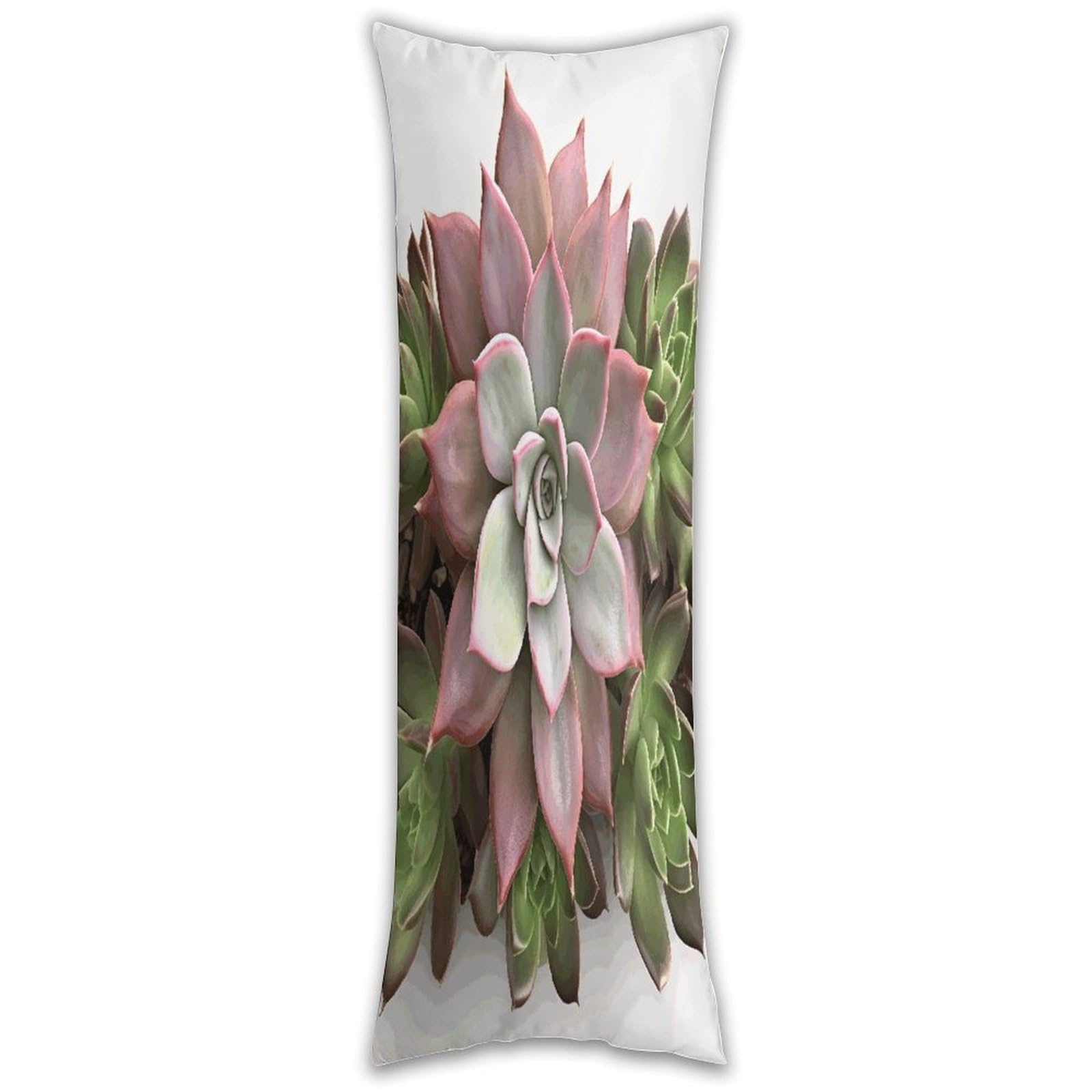 Housse de coussin long motif plante succulente pour lit et canapé