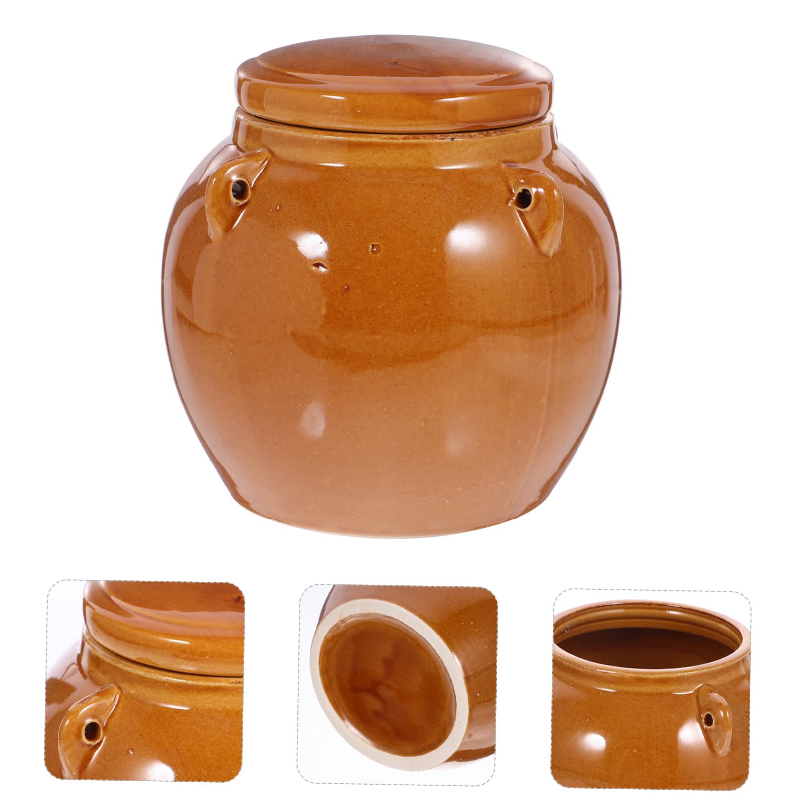 Lurrose Barattolo Retro in Ceramica Coperchio, 800ml, per Conservare Verdure Sottaceto, Sott'olio, Frutta e Cereali