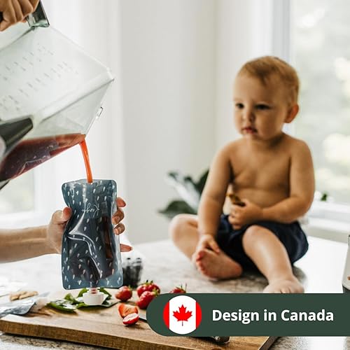 Miniatura 10 de Bolsas reutilizables para alimentos para bebés, almacenamiento de alimentos, niños pequeños y niños, puré de manzana, licuados de frutas, yogur y