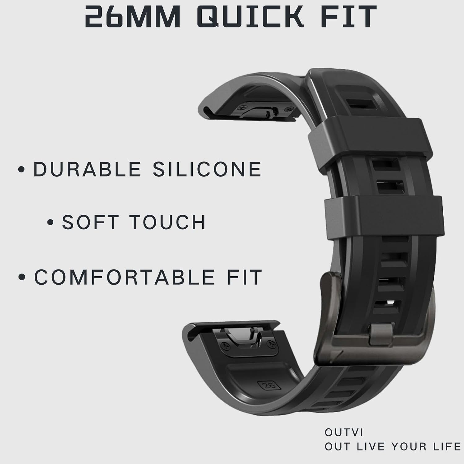 26mm watch band for garmin fenix 5x 6x 7x 3 hr quickfit 26 watch band for garmin women men silicone Black and Brown Bundle image 5