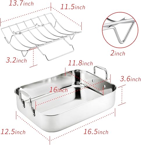 Miniatura 8 de JY COOKMENT Sartén ovalada esmaltada de 19 pulgadas con tapa abovedada, ideal para asar pavo, pollo, cordero, verduras, apto para lavavajillas, se