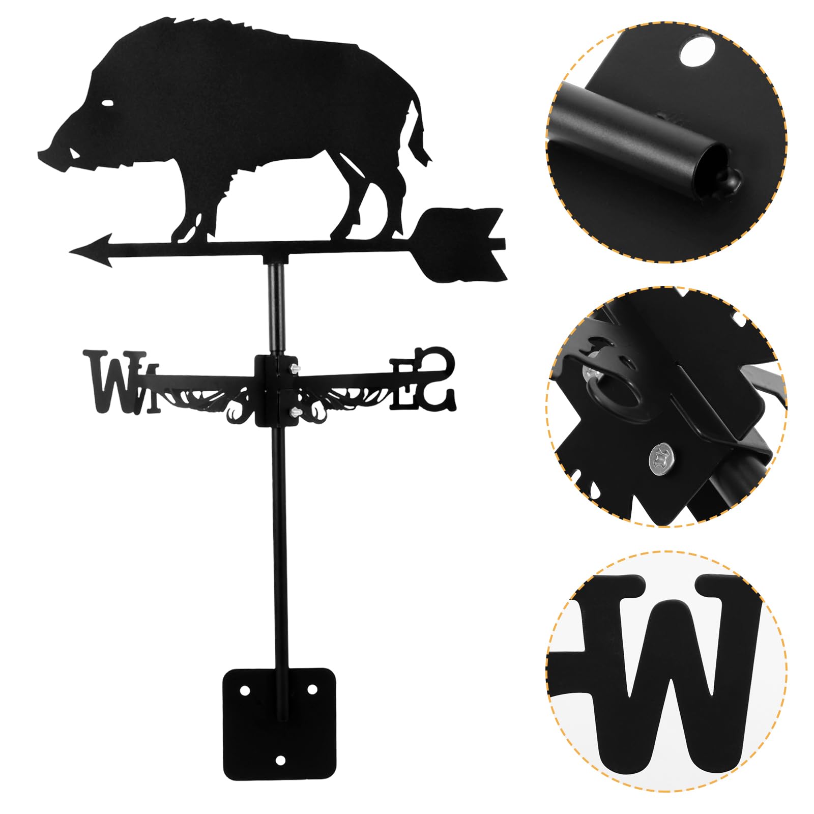 HANABASS Veleta De Cerdo, Veleta De Techo, Jabalí Weathervanes, De Viento para Jardin, Paleta De Clima MetáLico con Flecha Ornamento Dirección del Viento para Patio Exterior Granero