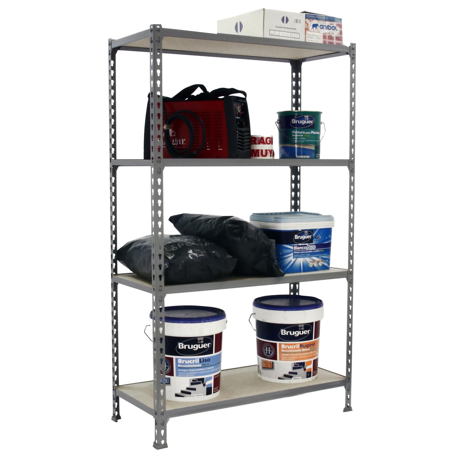 Simon Rack Estanterias Metalicas, 1500x900x500 mm, 4 Baldas de Madera, 150 kg de Punto Flexión, Estanterias Almacenaje, Galvanizado/Madera - Maderclick