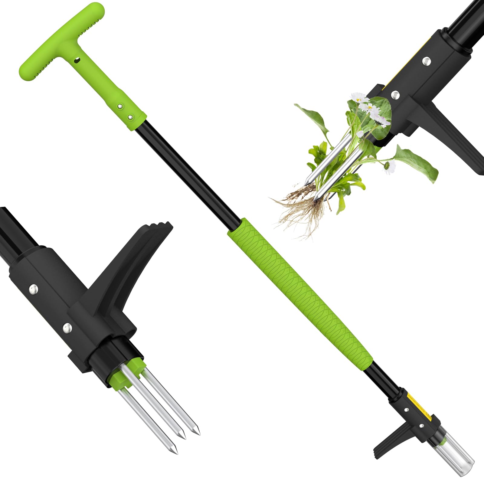 Ergohortus Weed Remover Tool, Stand Up Weed Puller Root Remover, Garden Weeding Tool with Long Handle, Heavy Duty Weeder Tool Standup Weed Root Pulling Tool and Picker, Grabber