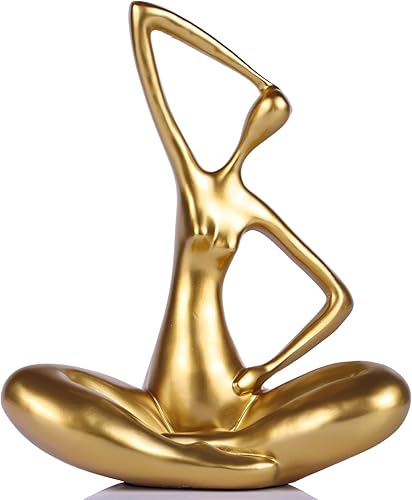 XMGZQ Escultura abstracta dorada, decoración de habitación, decoración de florero de estatua de pensador de resina para mesa de sala de estar,