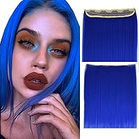 Vista 14 de iLUU Extensiones de cabello sintético con clip, de 24 pulgadas, 1 unidad, 3.53 oz de cabeza completa, lacio, largo, resistente al calor