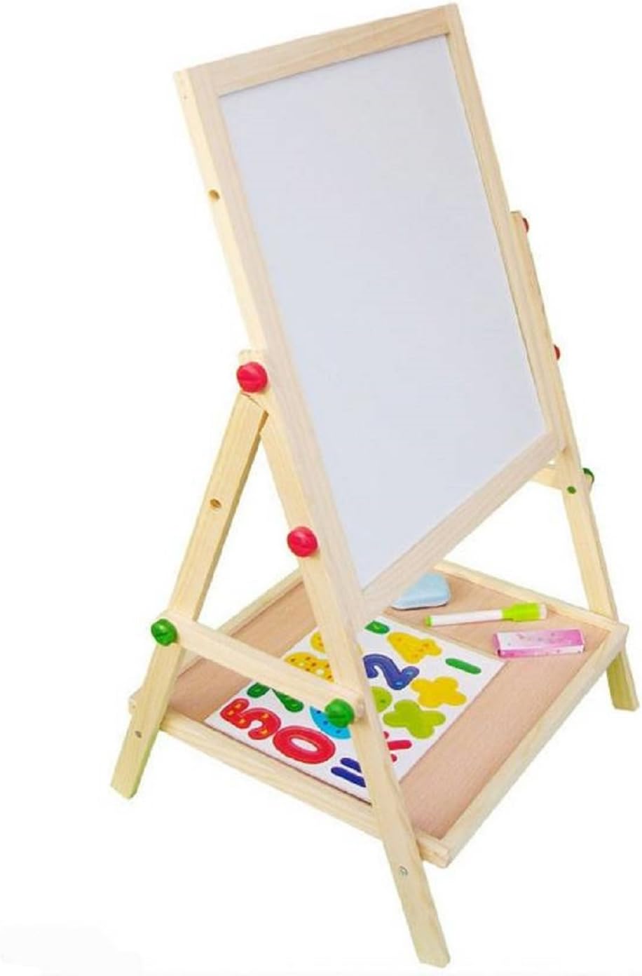 Montez Kid's Wooden 2 in 1 Adjustable Blackboard and Whiteboard Double Sided Multifunctional Writing Board