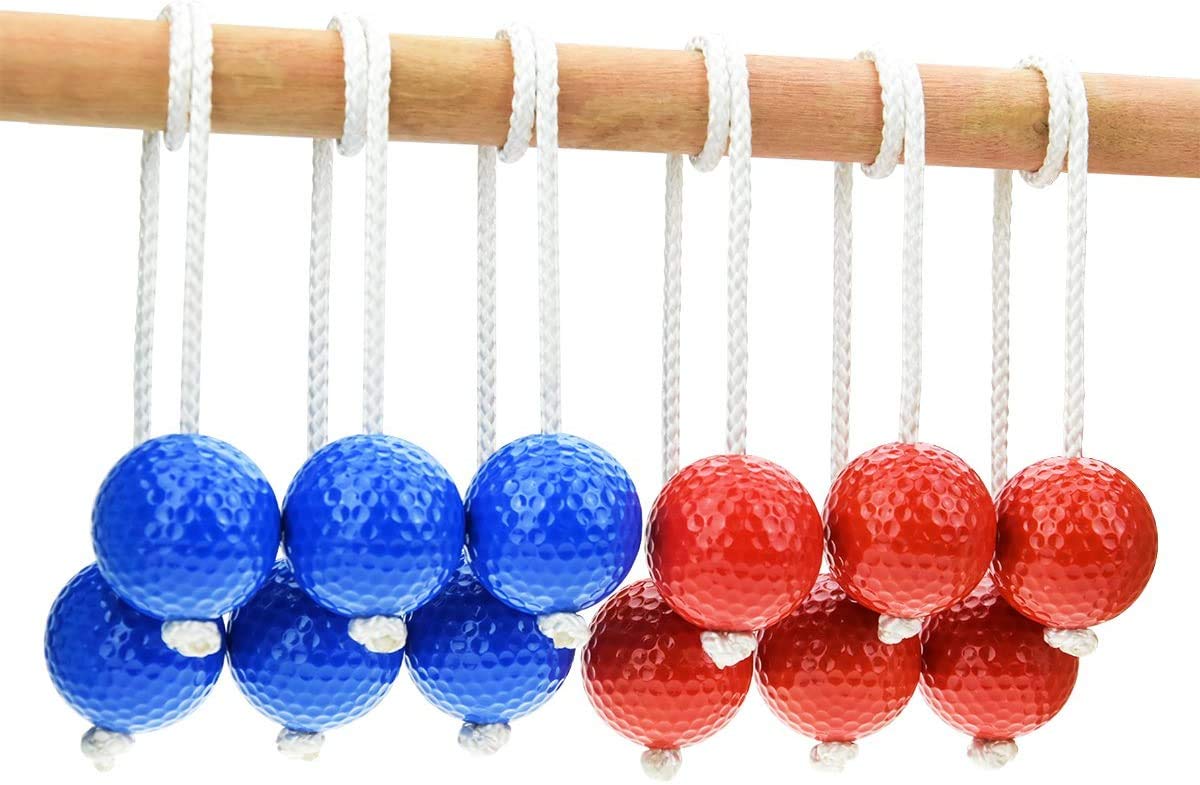 Qi Mei Ladder Ball Toss Game Family Outdoor Replacement Ladder Balls Bolos Bolas Golf Balls Red and Blue