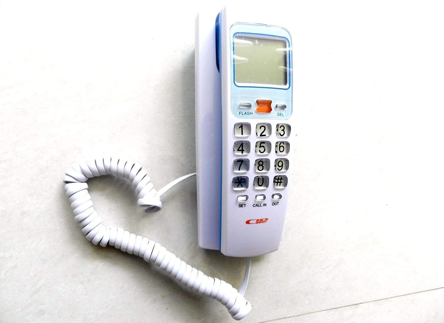 Fayby Landline Phone Set with Incoming Caller ID LCD Display | KX-T555 Landline Telephone with LED Indication Button Phone for Office Home (Multi-Color) -(19.5 x 8.6 x 8.3 cm) (White)