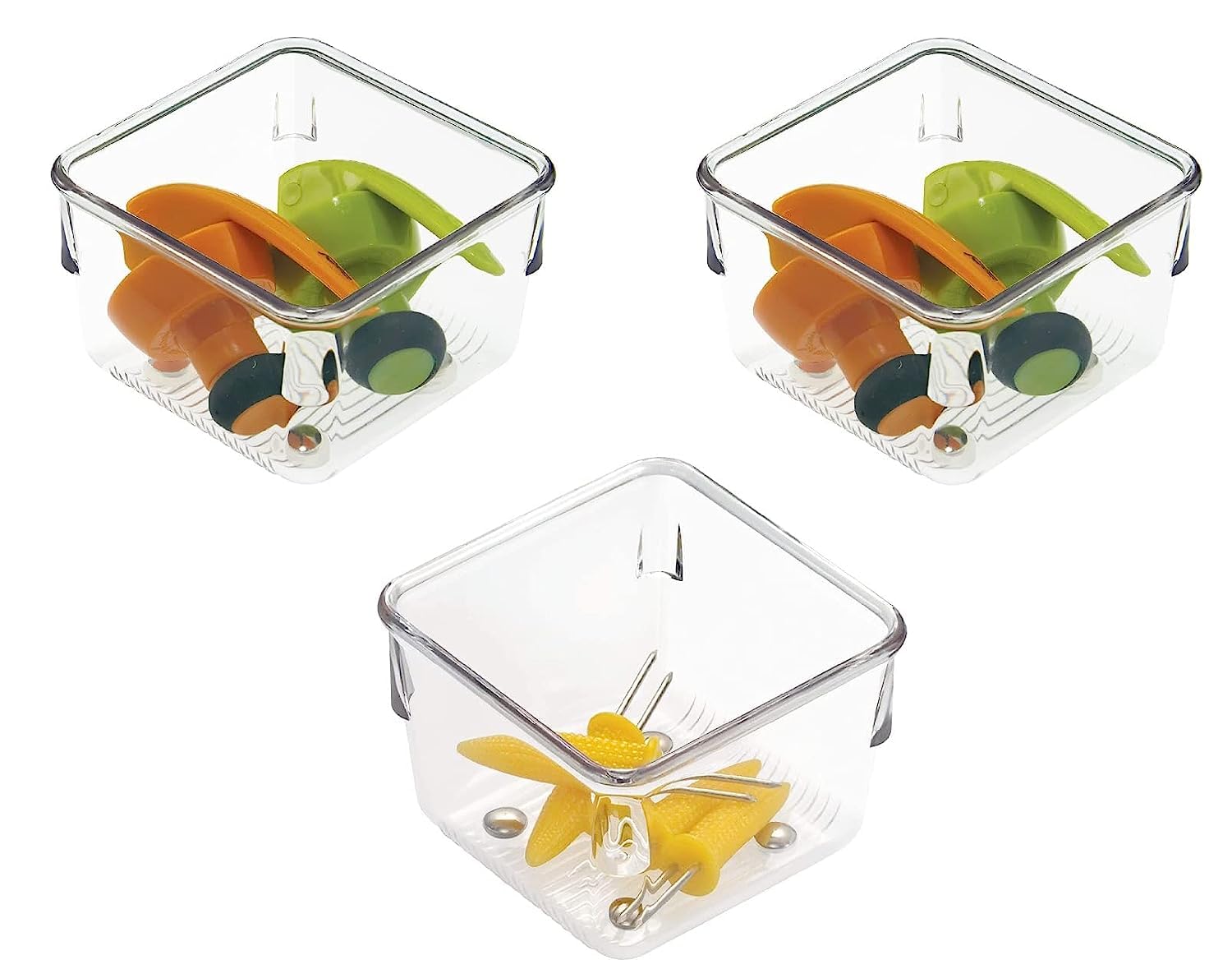 BAREPEPE 3x3x2 Inch 3-Piece Plastic Drawer Organizer Multipurpose Trays Set (Clear)-picture-22