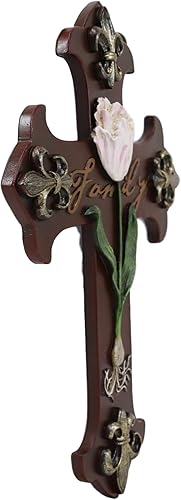 Miniatura 4 de Ebros - Placa rústica de decoración de cruz de pared con rosa de Sharon, con inscripción Family estilo rústico del suroeste Family de altura con