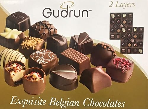Colección Gudrun de chocolates finos belgas premium surtidos en caja de regalo de champán, 18.3 onzas