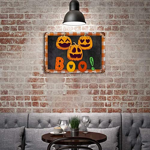 Panneau en métal citrouille Boo grand format 30x45cm style rétro - 6
