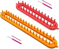Vista 1 de Rectangle Knitting Looms Plastic Weaving Looms with a Crochet Hook and Needle (Color is Random), QLRFFLJOY 2 pcs Knitting Looms Set DIY Scarf Hats