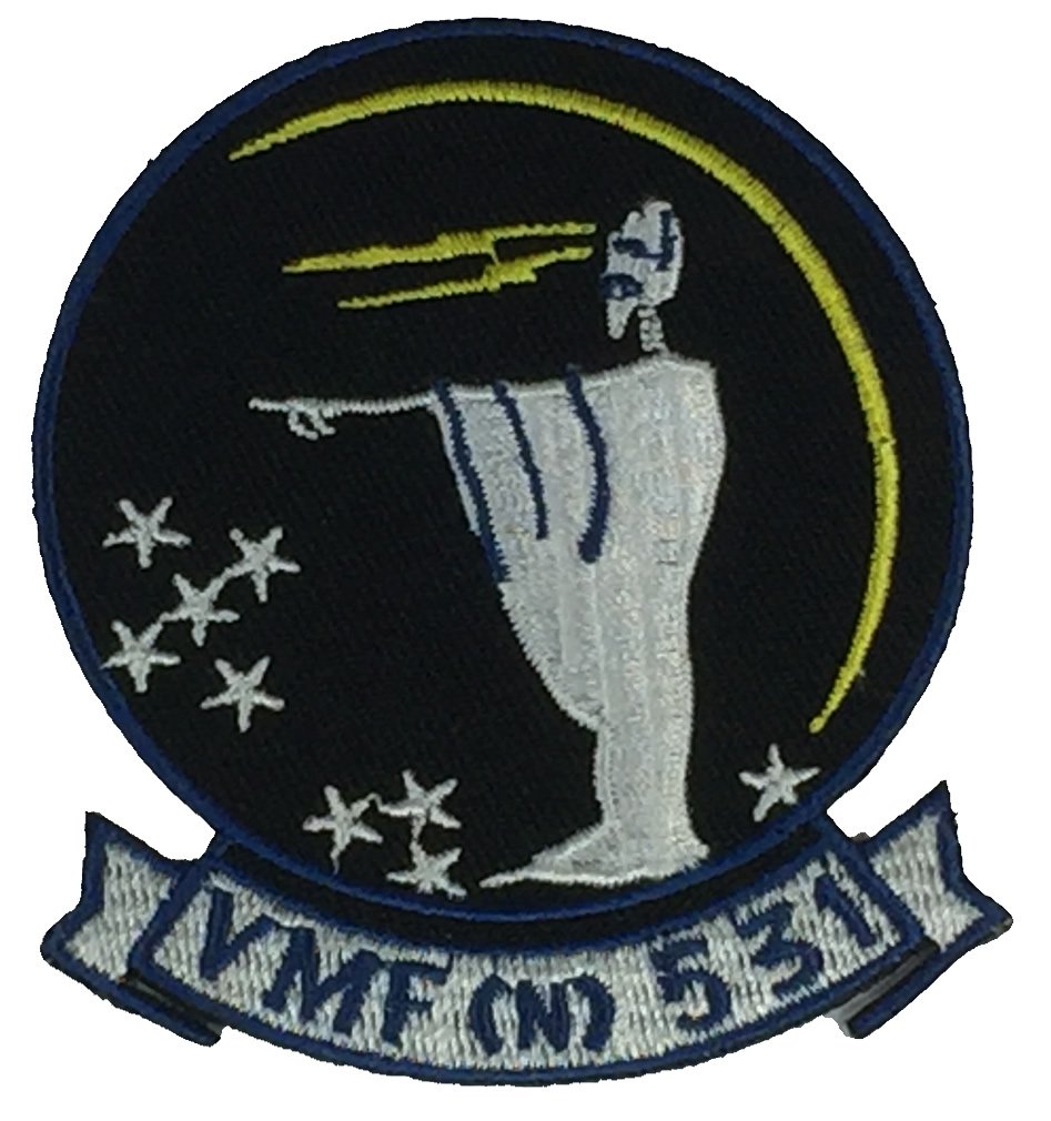 Marine Night Fighter Squadron VMF (N) 531 Grey Ghosts Squadron Patch - Color - Veteran Owned Business