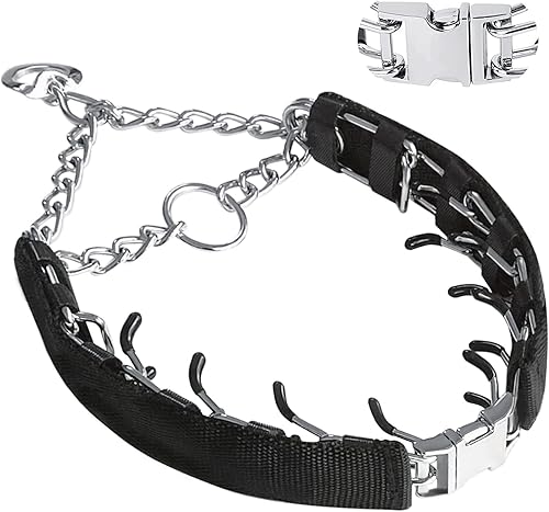 Collar de perro de liberación rápida, cadena de acero inoxidable ajustable, con 2 x 6 de cinta de tela oculta, con hebilla de liberación rápida para