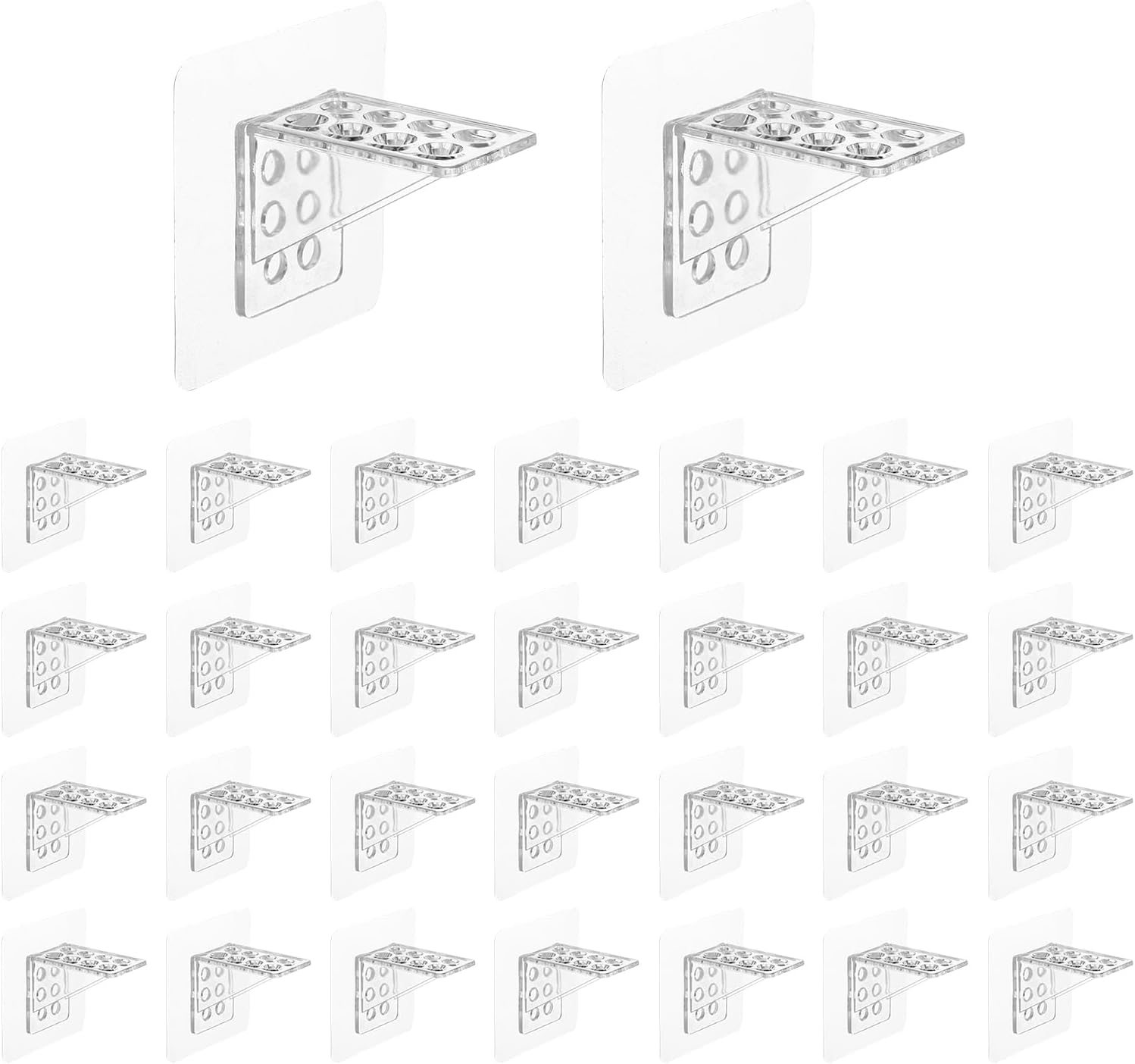 uxcell 20 Pcs Plastic Shelf Support Peg, Clear Self Adhesive Bracket(Large Size)
