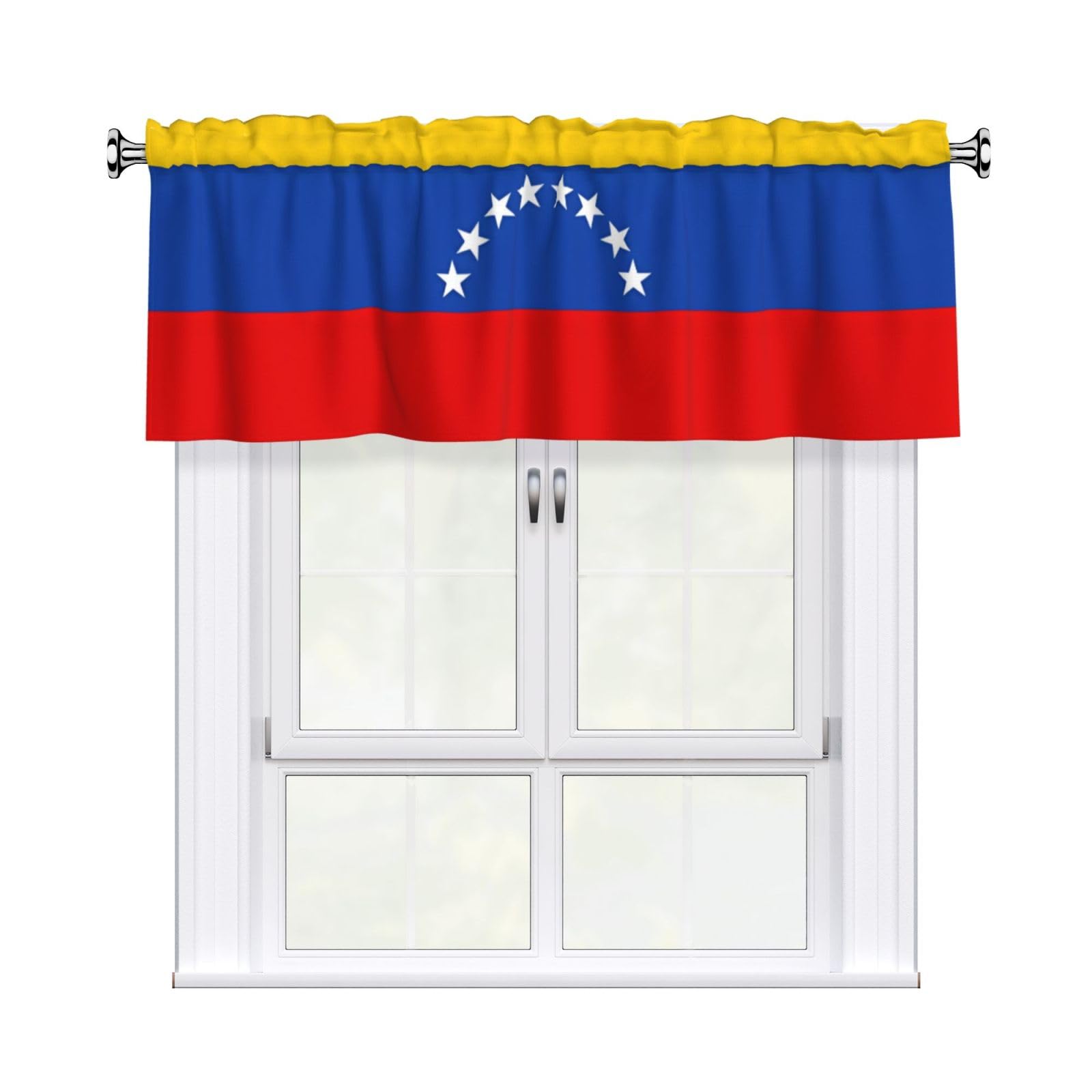 WHJSHOP Flag of Venezuela Prints Curtain Valance 54x18in - Peach Skin Kitchen Window Layer, Filtered Light & Quick-Install Rod Pocket Cover