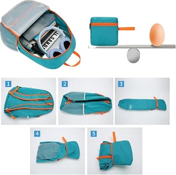 Foldable Backpack 20L, Ultra Lightweight Packable Travel Daypack for Men Women Hiking Camping, Water Resistant Rucksack Folds into Pocket for Outdoor Sports Travelling (Blue, 0.46lb)
