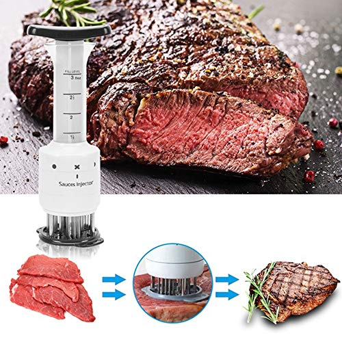 WANGZHA Stainless Steel Baking Hammers Barbecue Seasoning Injector Meat Tenderizer Needle Meat Marinade Injector Sauces Kitchen BBQ Cooking Tool