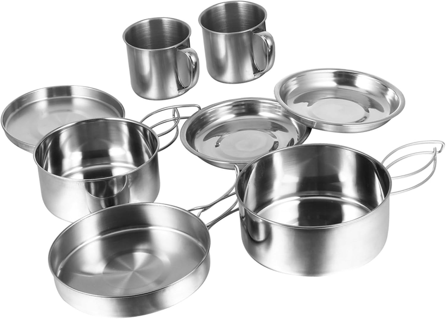 POPETPOP Person Stainless Steel Pot Camping Cooking Gear Multi-Function Picnic Pan for Hiking Camping Cookware Cup