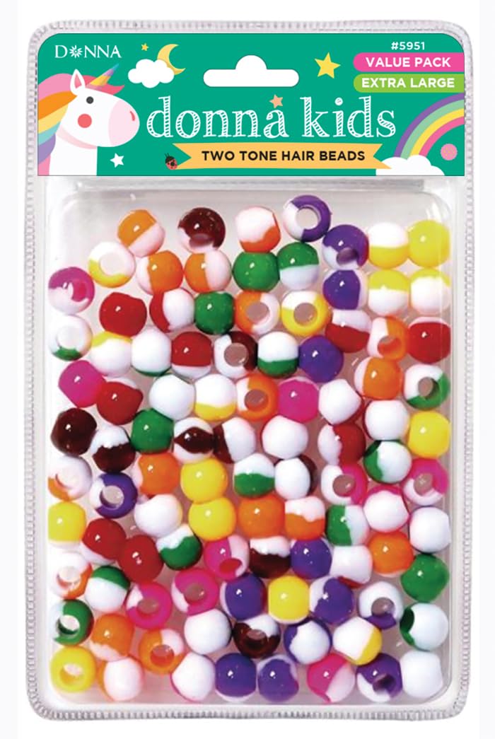 DONNA Kids Extra Large 2 Tone Hair Beads (2 Tone Clear Mix)