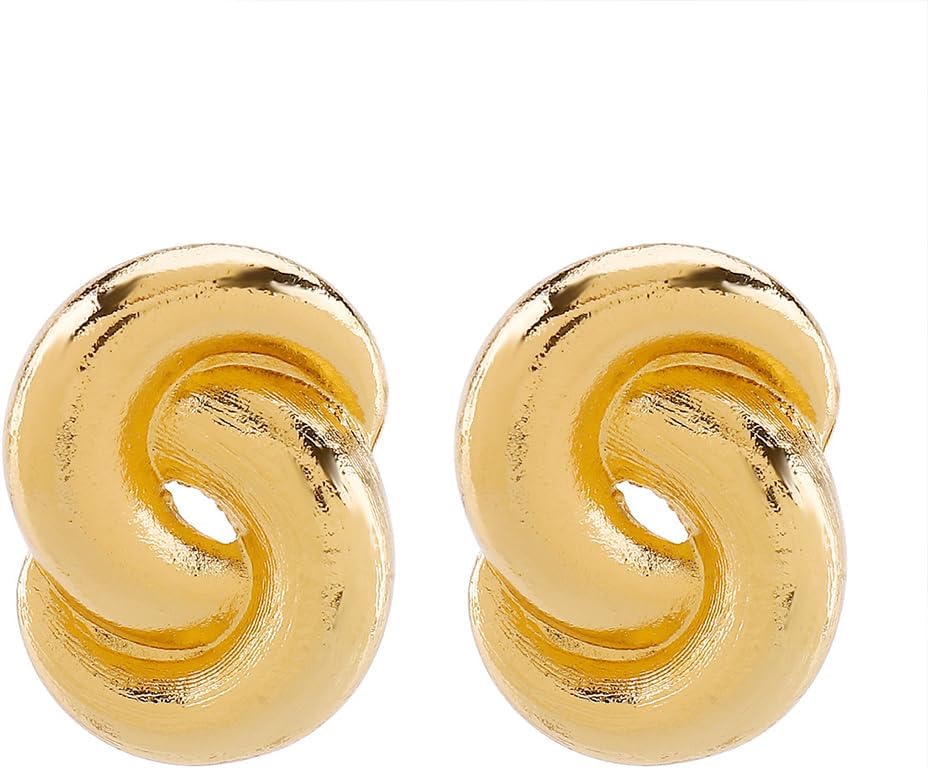 Chunky Gold Knot Twisted Dangle Earrings Dainty Large Spiral Twist Vintage Statement Earring for Women Bold Geometric Jewelry Irregular Accessories - Image 7