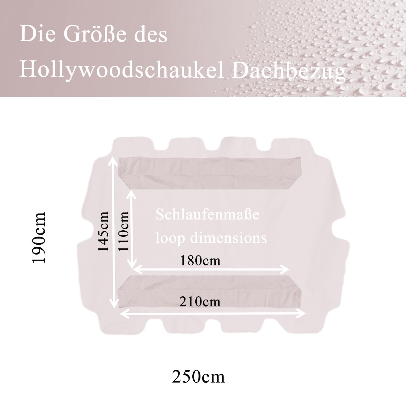 Hollywoodschaukel Dachbezug 210x145, Ersatzdach Hollywoodschaukel Dach, Sonnendach für Hollywoodschaukel Wasserdicht (Weiß)