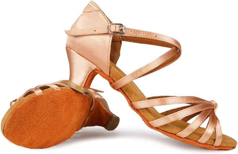 TINRYMX Girls&Women Latin Dance Shoes Silk Ballroom Salsa Tango Professional Performance Practice Dance Shoes,Model-SS-TL-ZSXGG/202