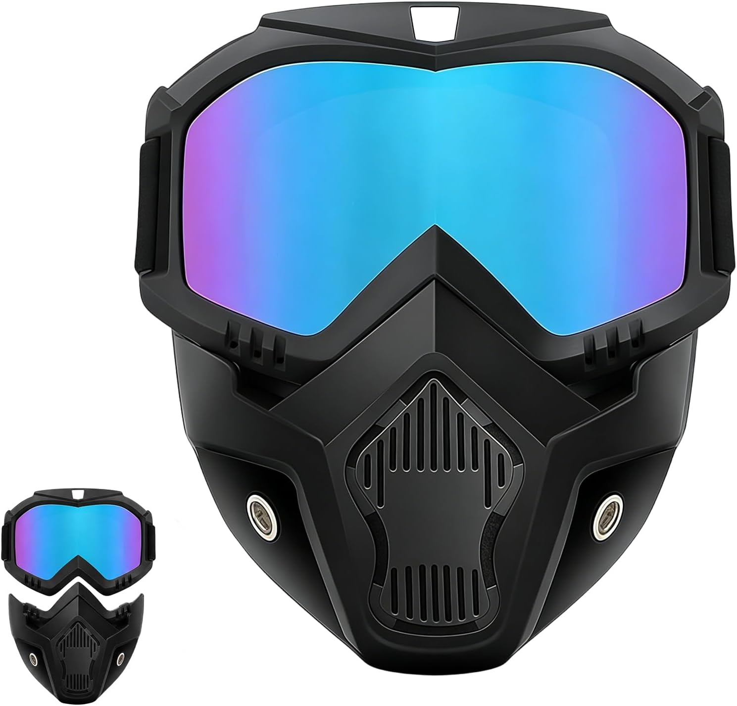 Full Face Goggles,Detachable Full Face Goggle Mask,Grass Cutting Mask,Equipped With Adjustable Elastic Straps,Suitable for Motorcycle Riding, Welding, AllTerrain Vehicles, Skiing, and Lawn Mowing