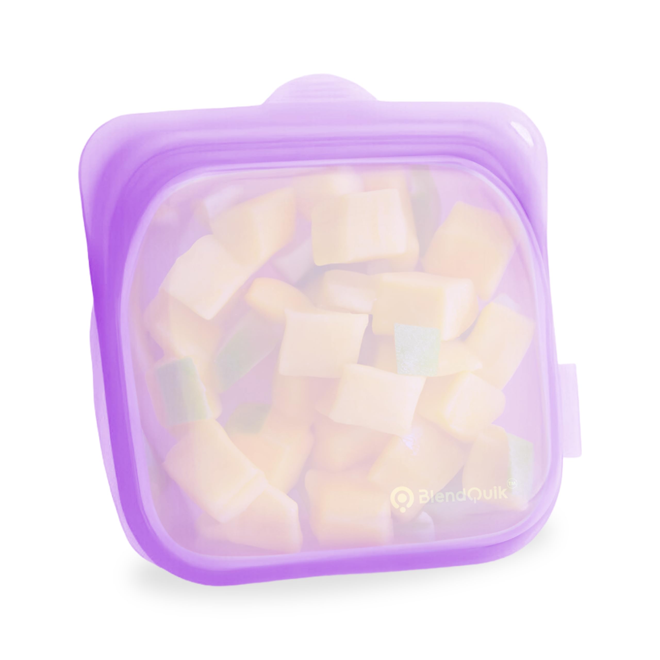 BlendQuik, Reusable Silicone Food Storage Bags, 1000 ml Capacity, Leak Proof Freezer Silicone Bags, Easy To Clean Reusable Travel Bag, Purple