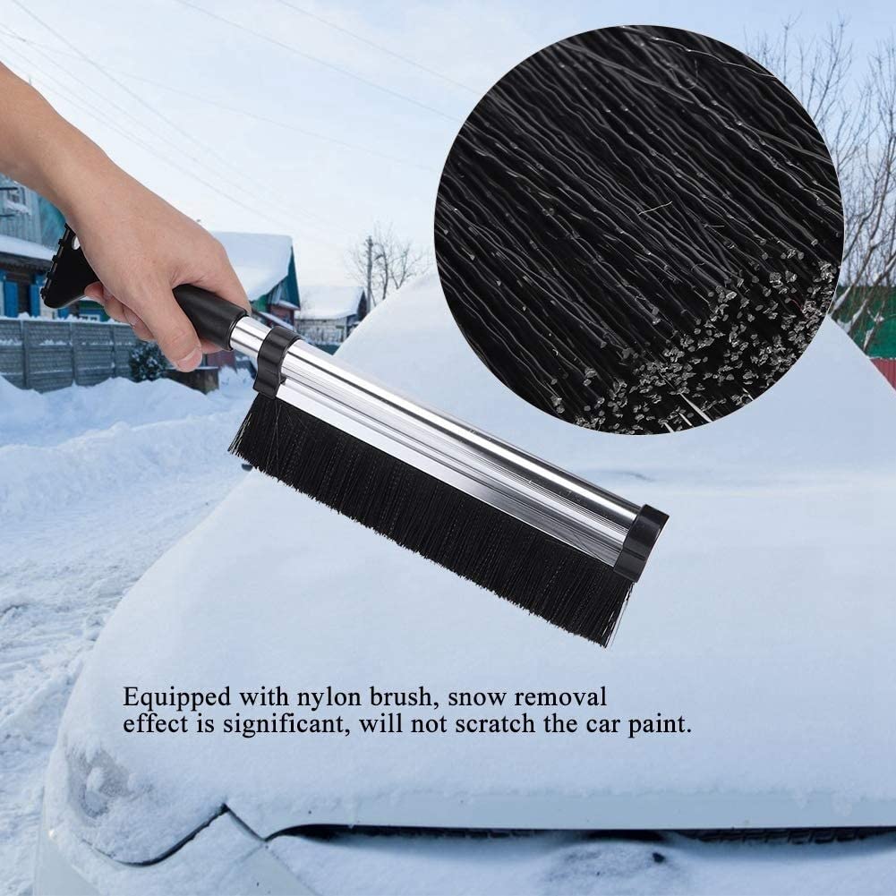 XMING Raspador de Hielo de Nieve Flexible de vehículos de automóvil, Cepillo de Nieve, Sweep Pala Herramienta de Limpieza de Nieve, con Cepillo de Nylon, for automóvil eléctrico, Bicicletas