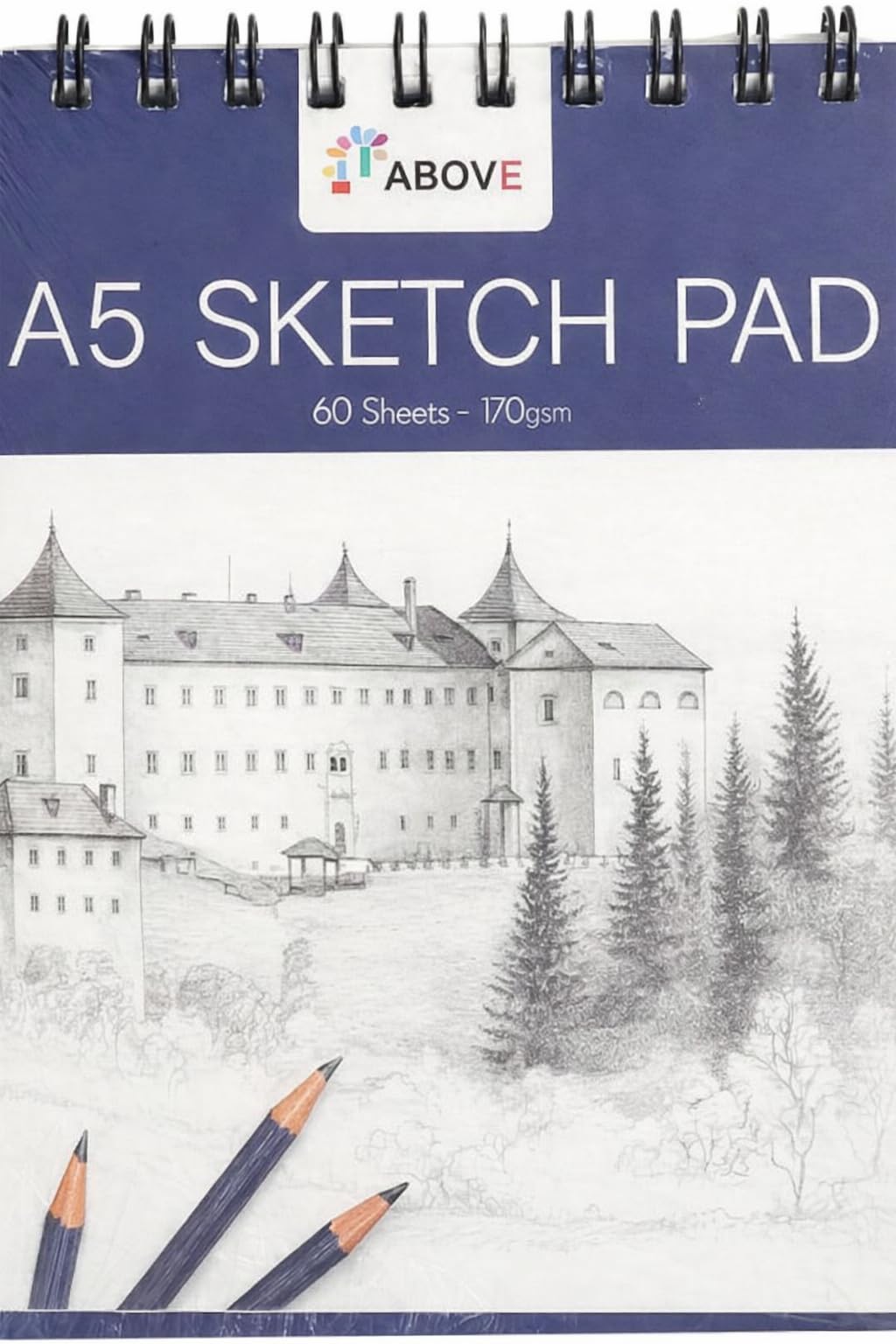 1ABOVE Artists Sketch pad,Spiral Bound Sketch Pad Sketch Paper for Artists. Ideal for The Studio, School Or at Home - 170gsm Cartridge Paper (A5)