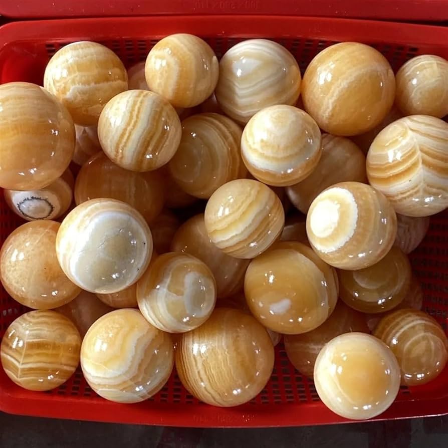 Amazon.co.jp: 瞑想 天然黄色方解石オレンジ水晶球水晶玉 (Size