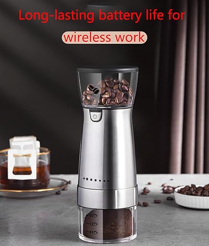 Miniatura 7 de Molinillo de café eléctrico, molinillo doméstico pequeño automático, molinillo manual, molinillo de café con 5 ajustes precisos de molienda,
