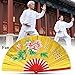 Fold Hand Fan Tai Chi Fan, Traditional Chinese Bamboo Fan Kung Fu Martial Arts Silk Fan Right Hand Wushu Dance Practice Training Fan(Gold)