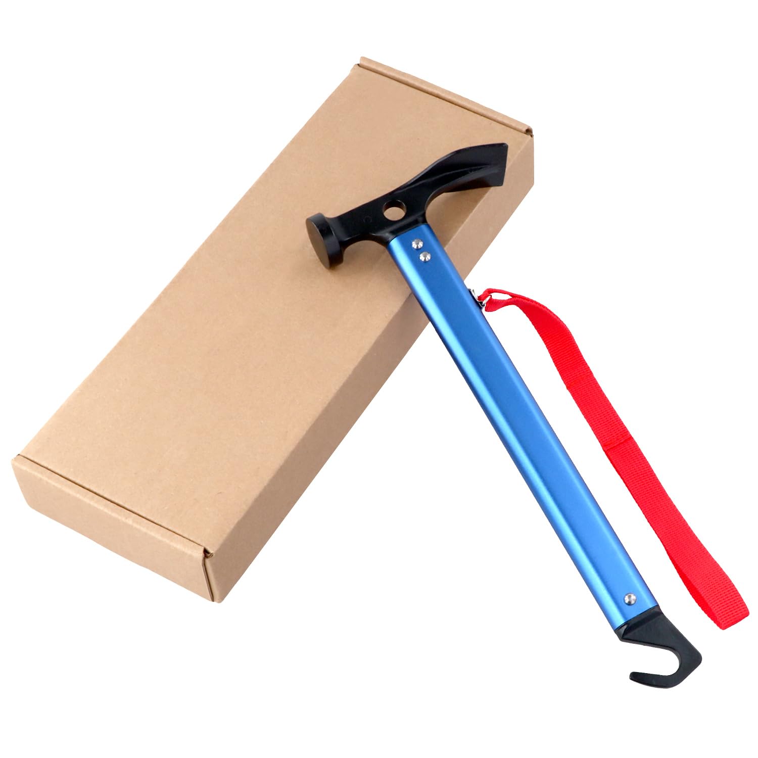 QWORK® Marteau de Camping 30.5 cm, Maillet Camping Extérieur en Aluminium, Marteau de Tente Multifonctionnel avec Extracteur de Piquets de Tente