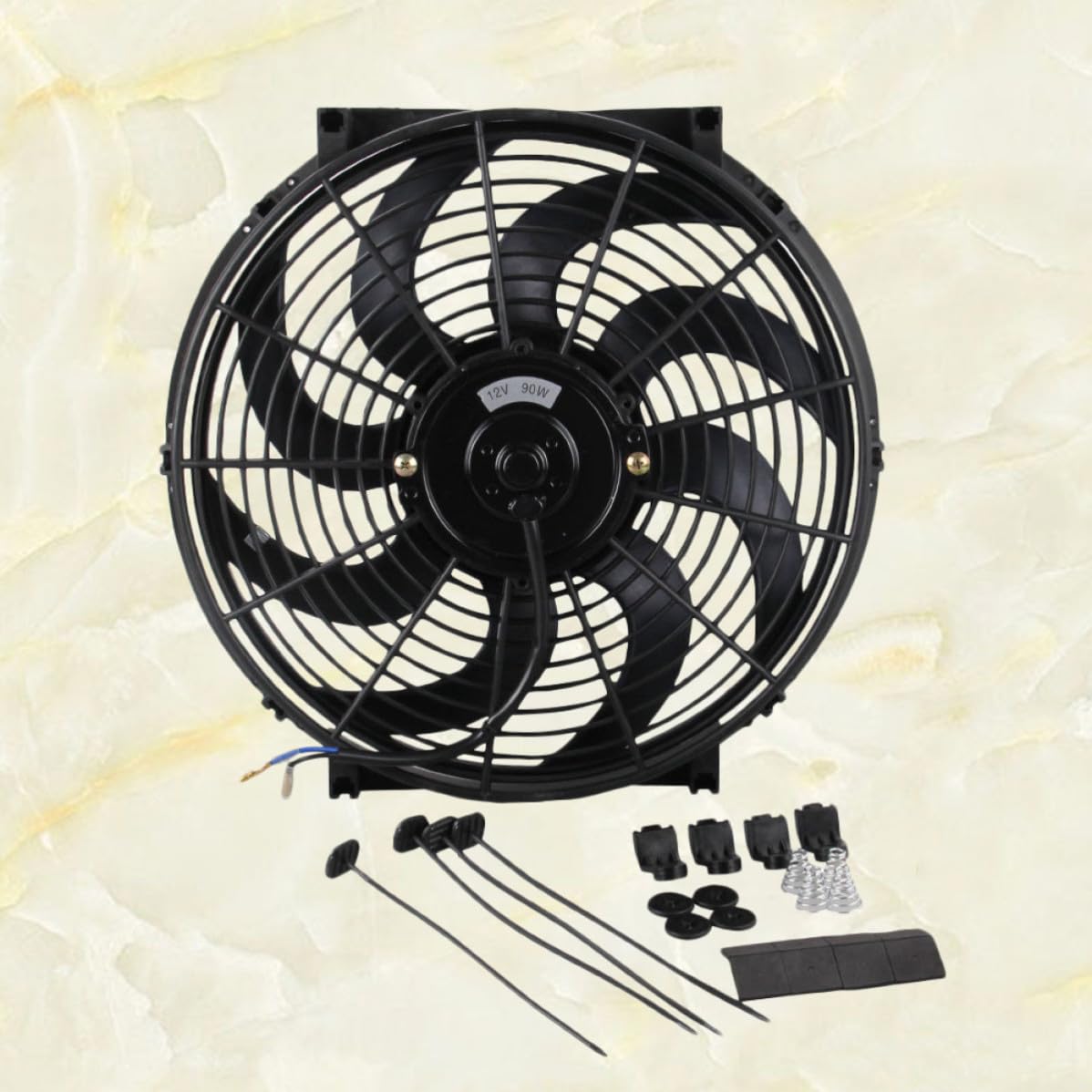 Levemolo Ventilatore Raffreddatore per Auto in Abs Nero, Funzione Pusher o Puller e Regolazione Temperatura per Festa Estiva e Raffreddamento Motore Efficiente