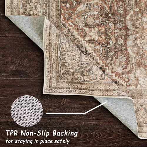 vivorug Runner Rug 2'x7' Vintage Washable Non-Slip Runners for Hallways Kitchen Entryway Laundry Room Carpet Hallway Runner Earth Tone
