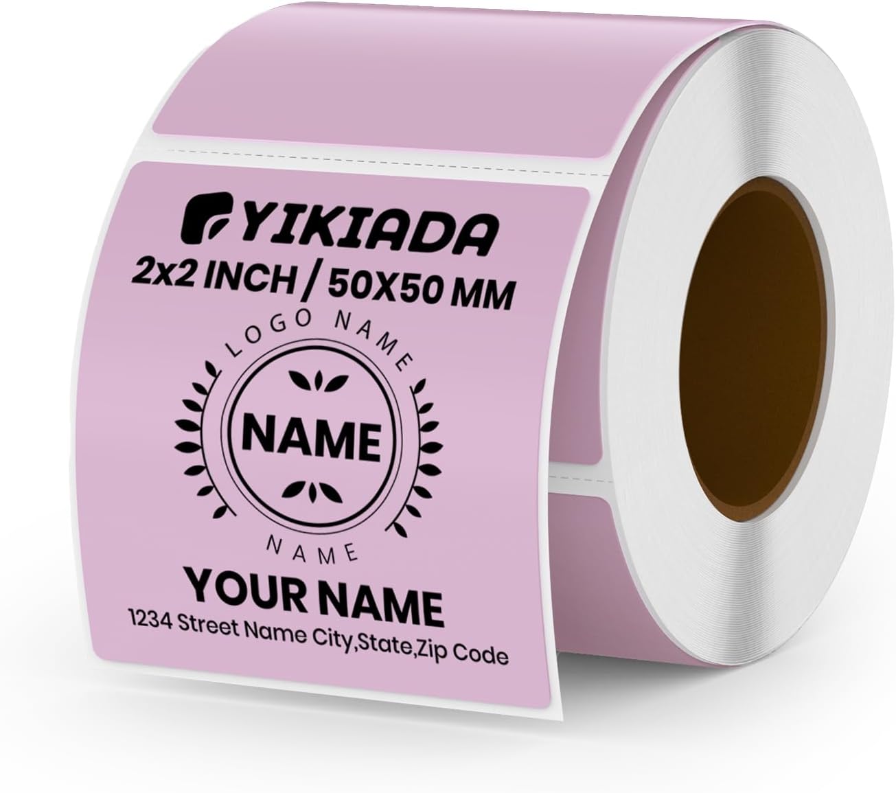 Purple Direct Thermal Labels Vinyl 2 × 2 Inch Self-Adhesive Square Stickers Roll Waterproof Printer Decals Name Tag for QR Code DIY Office Address 500 PCS