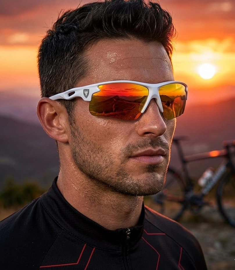 Image of Roshfort Sports Non Polorized Sunglasses UV Protection Sunglass for Men & Women Cycling Running Driving Fishing Multi Shade Glasses ITALIC (Size -Medium)