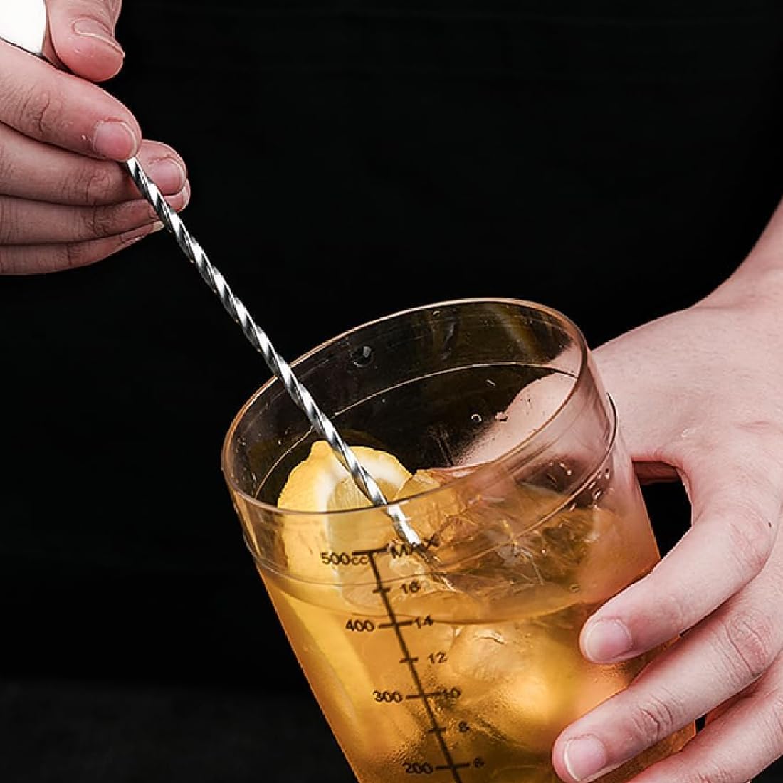 3 sztuki łyżek barowych Rühroffel długie mieszadło do koktajli, łyżka do ginu, ze stali nierdzewnej, profesjonalna łyżka do mieszania koktajli, wzór spiralny do martini, kawy, baru, shakera