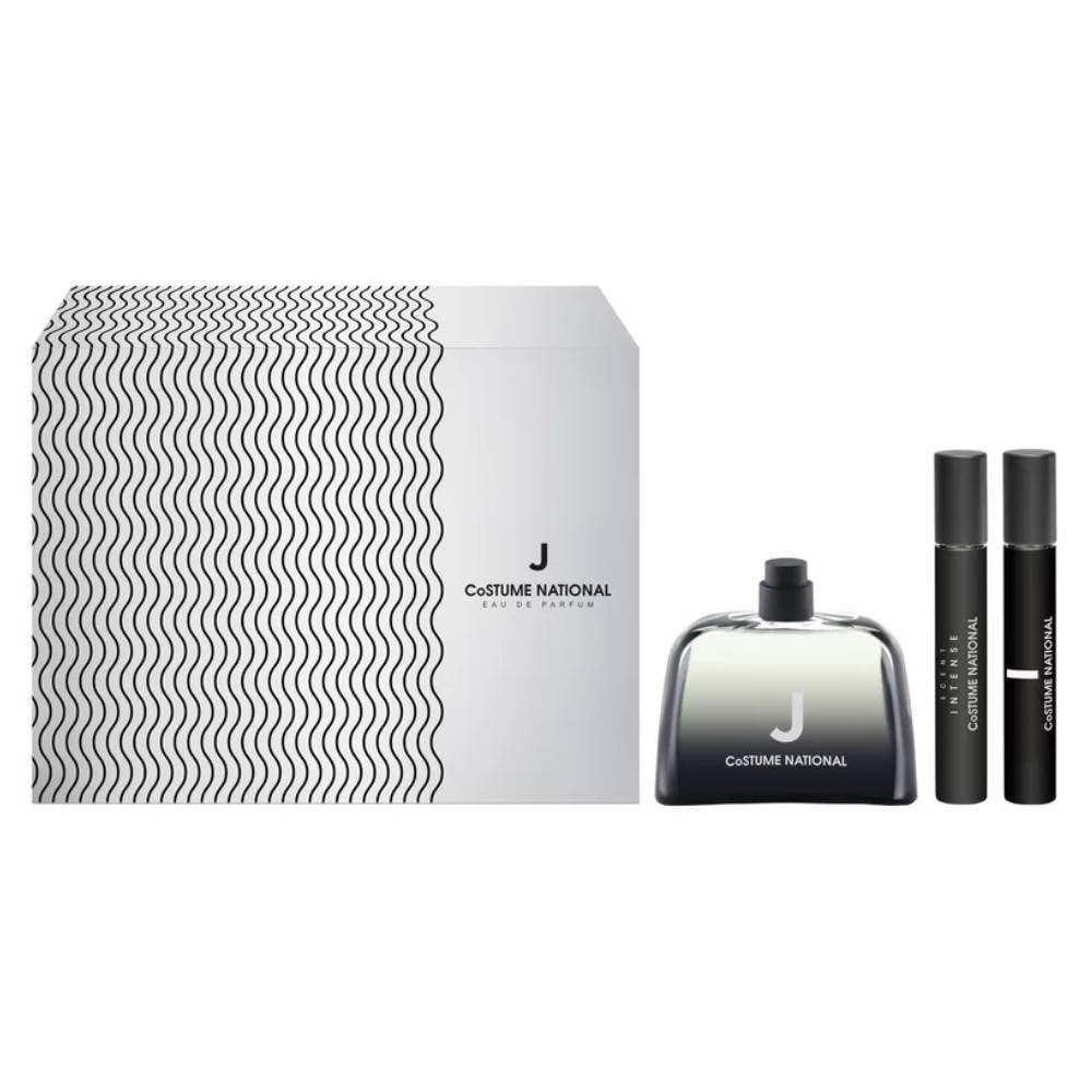 Costume National J Eau de Parfum Cofanetto Regalo Uomo 100ml con Travel Spray 7.5ml e Scent Intense 7.5ml, Profumo Legno Lunga Durata