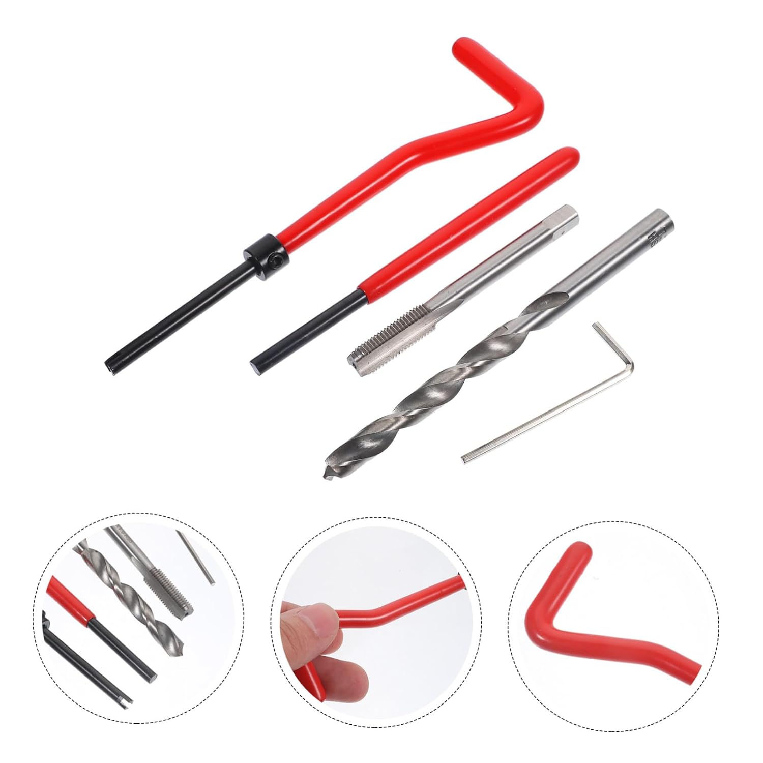 ULTECHNOVO 1set Thread Repair Kit Portable Tool for Automotive Applications and Construction Efficient Thread Insert Installation and Repair Includes and Accessories