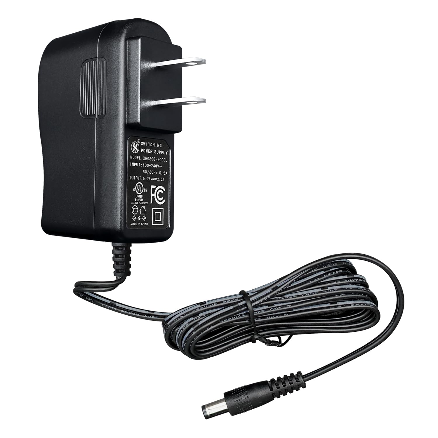 UL Listed 6V 2A 12W AC DC Power Supply Adapter 6FT Replacement Backup Cord for 6Volts 200mA 300mA 400mA 500mA 600mA 700mA 800mA 900mA 1000mA 1500mA