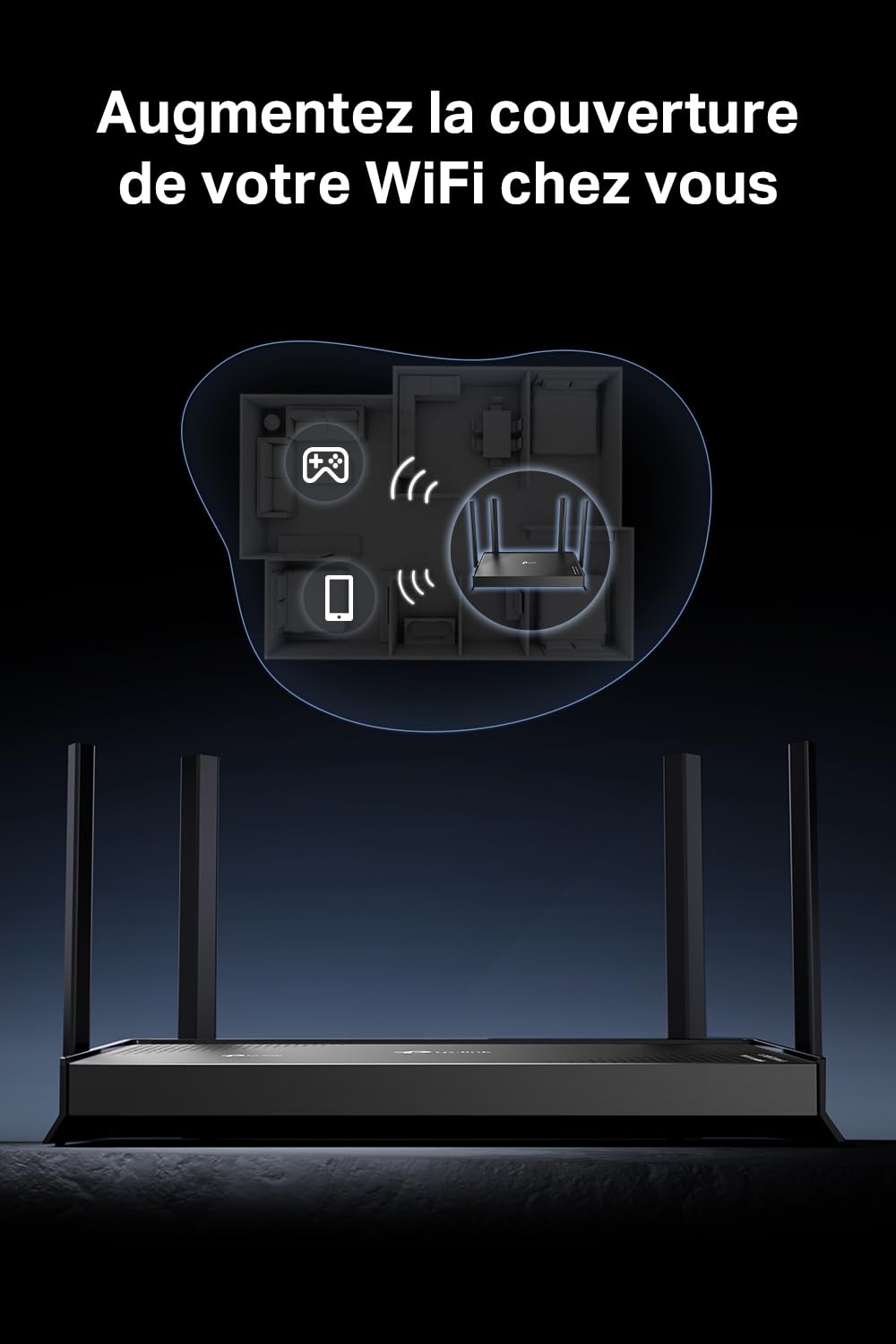 TP-Link Archer BE220 WiFi 7 Router BE3600Mbps bi-Band 3.6 GB/s 5 Ports Gigabit 4 Antennes EasyMesh WPA3