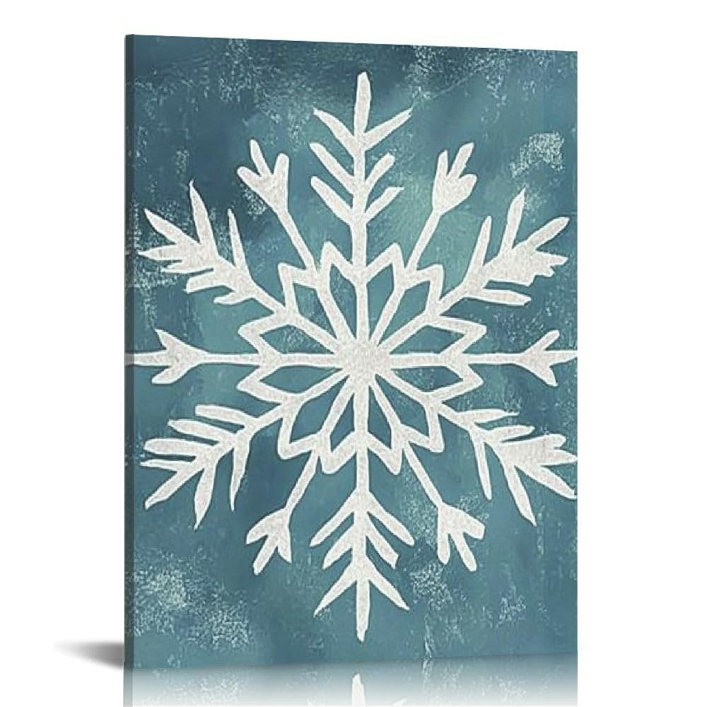 ABGYYU Snowflakes Wall Picture Set Vintage Winter Canvas Wall Decor Let it Snow Sign Artwork for Home Christmas 16x20 in